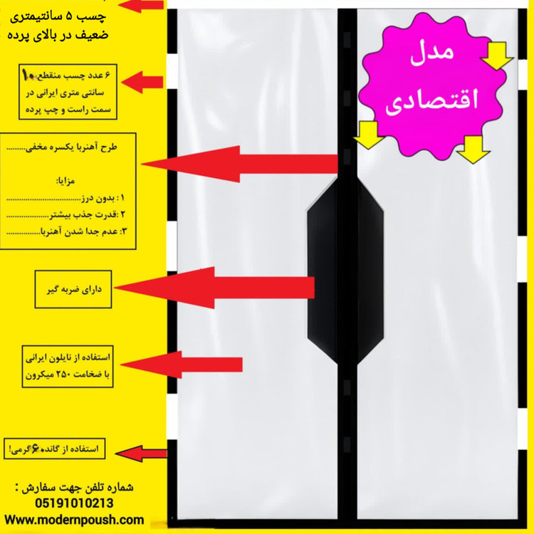 پرده مغناطیسی نایلونی 140 در 240 ضمانتی مدل اقتصادی