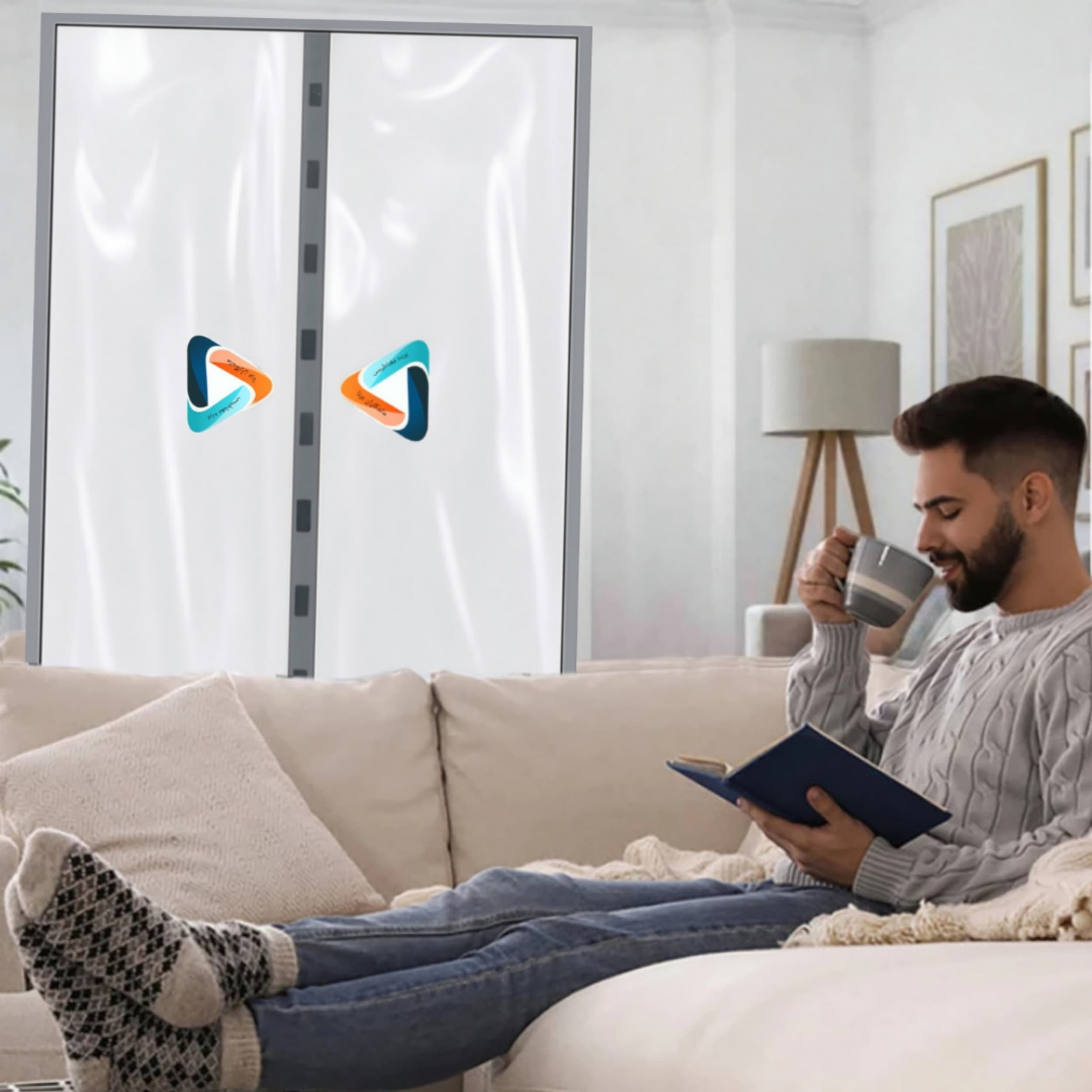 پرده نایلونی مگنتی عرض 170 در ارتفاع 230