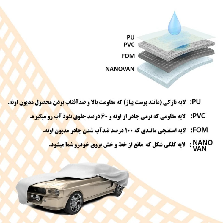 چادر خودرو سوزن طلا روکش مدل SSZ00L مناسب برای برلیانس H220