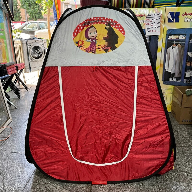 چادر بازی کودک مدل فنری با جنس شمعی طرح ماشا و میشا مناسب بازی کودکان کد4
